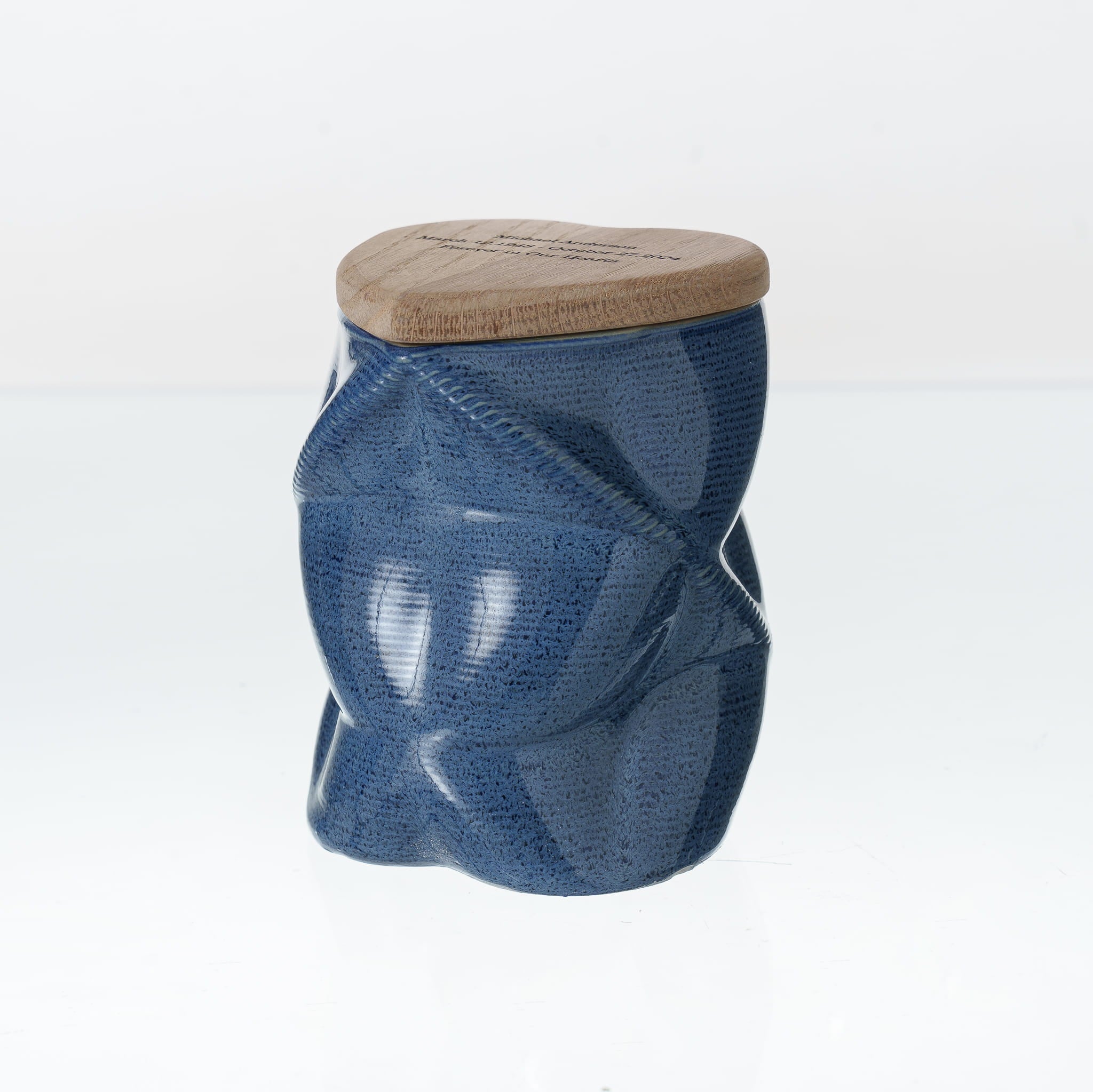 Pulvis Art Urns - Small Size Urn -Cremation Urn "Nexus" - 3D Printed Ceramic Urn | Blue Melange | Keepsake