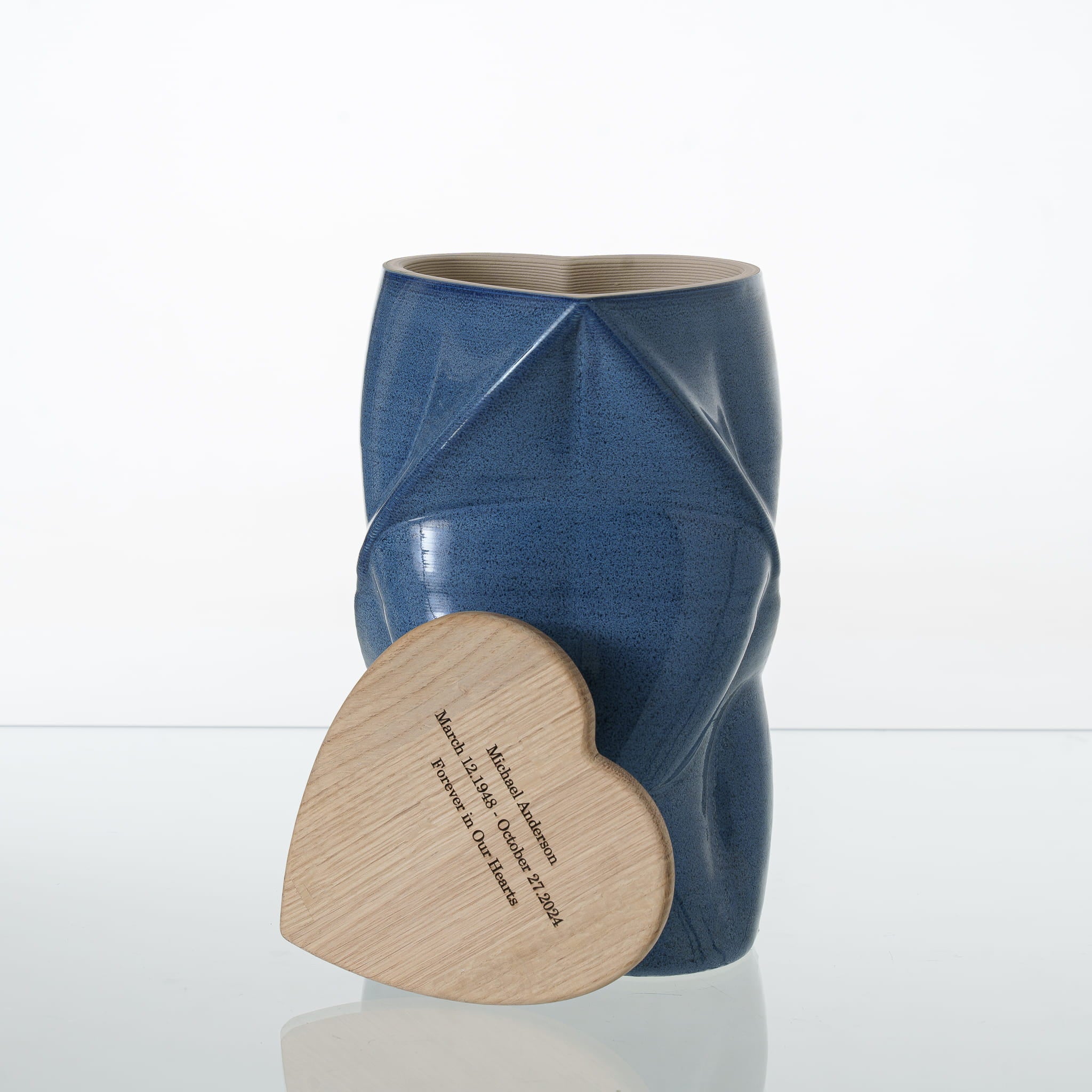 Pulvis Art Urns Adult Size Urn Cremation Urn "Nexus" - 3D Printed Ceramic Urn | Blue Melange | Large