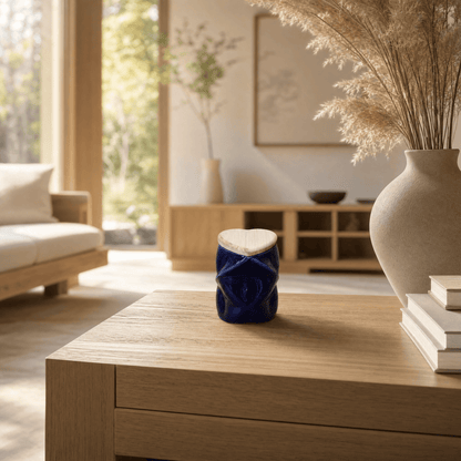 Pulvis Art Urns - Small Size Urn -Cremation Urn "Nexus" - 3D Printed Ceramic Urn | Cobalt Metalic | Keepsake