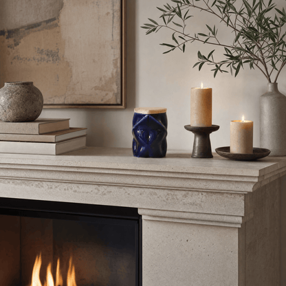 Pulvis Art Urns - Small Size Urn -Cremation Urn "Nexus" - 3D Printed Ceramic Urn | Cobalt Metalic | Keepsake