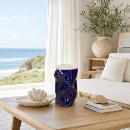 Pulvis Art Urns Adult Size Urn Cremation Urn "Nexus" - 3D Printed Ceramic Urn | Cobalt Metalic | Large