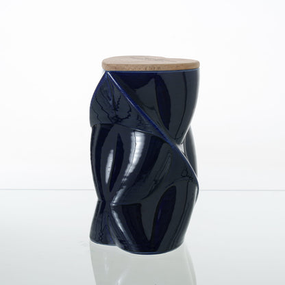 Pulvis Art Urns Adult Size Urn Cremation Urn "Nexus" - 3D Printed Ceramic Urn | Cobalt Metalic | Large