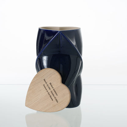 Pulvis Art Urns Adult Size Urn Cremation Urn "Nexus" - 3D Printed Ceramic Urn | Cobalt Metalic | Large
