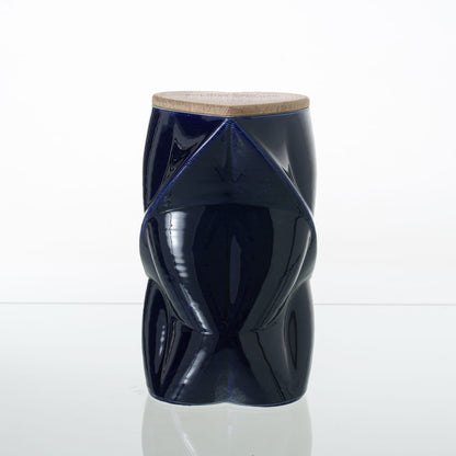 Pulvis Art Urns Adult Size Urn Cremation Urn "Nexus" - 3D Printed Ceramic Urn | Cobalt Metalic | Large