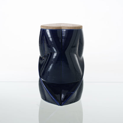 Pulvis Art Urns Adult Size Urn Cremation Urn "Nexus" - 3D Printed Ceramic Urn | Cobalt Metalic | Large
