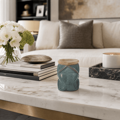 Pulvis Art Urns - Small Size Urn -Cremation Urn "Nexus" - 3D Printed Ceramic Urn | Oily Green | Keepsake