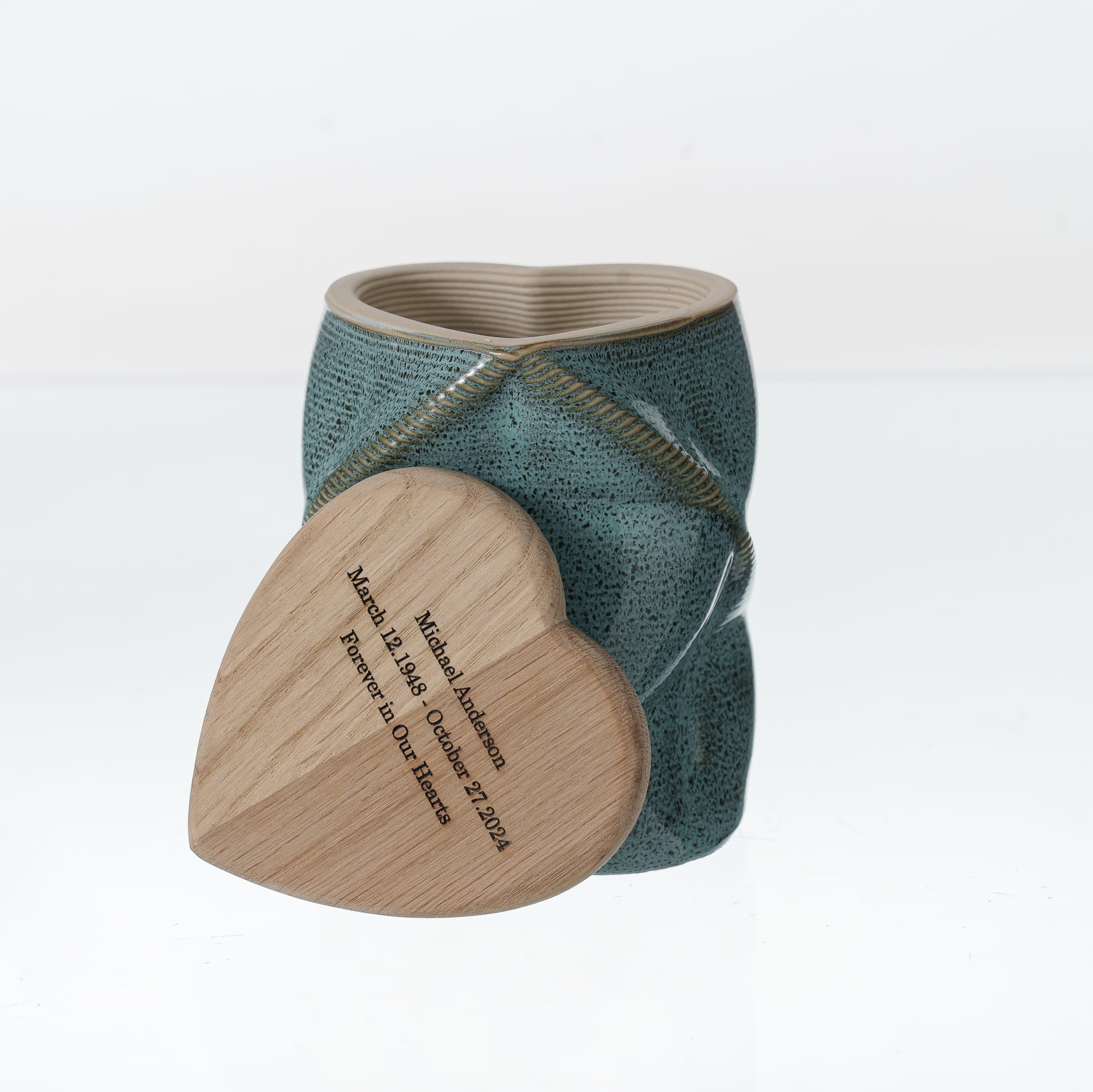 Pulvis Art Urns - Small Size Urn -Cremation Urn "Nexus" - 3D Printed Ceramic Urn | Oily Green | Keepsake