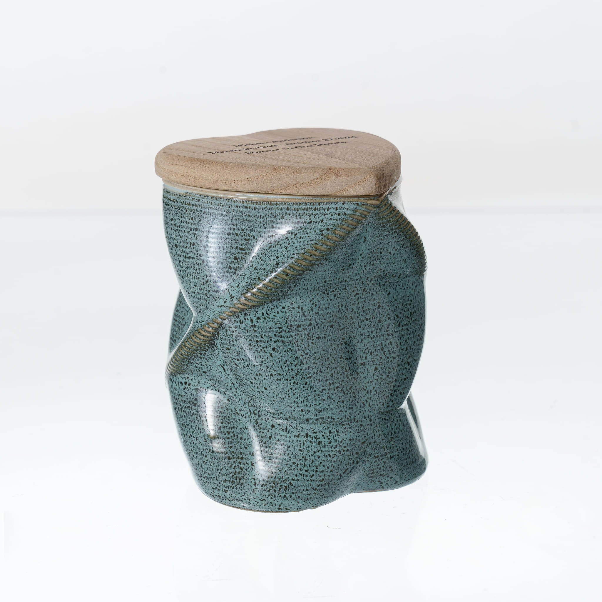Pulvis Art Urns - Small Size Urn -Cremation Urn "Nexus" - 3D Printed Ceramic Urn | Oily Green | Keepsake