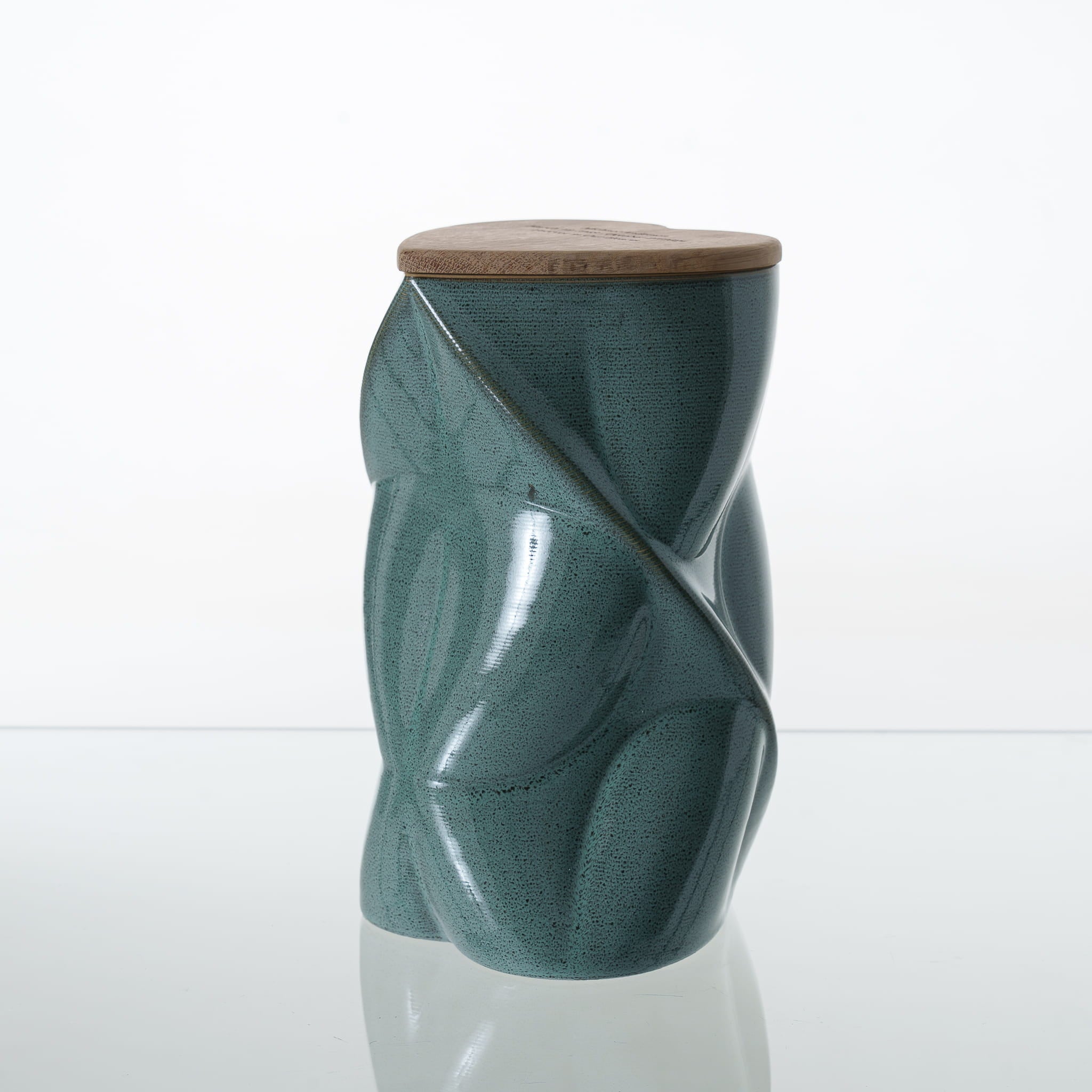 Pulvis Art Urns Adult Size Urn Cremation Urn "Nexus" - 3D Printed Ceramic Urn | Oily Green | Large