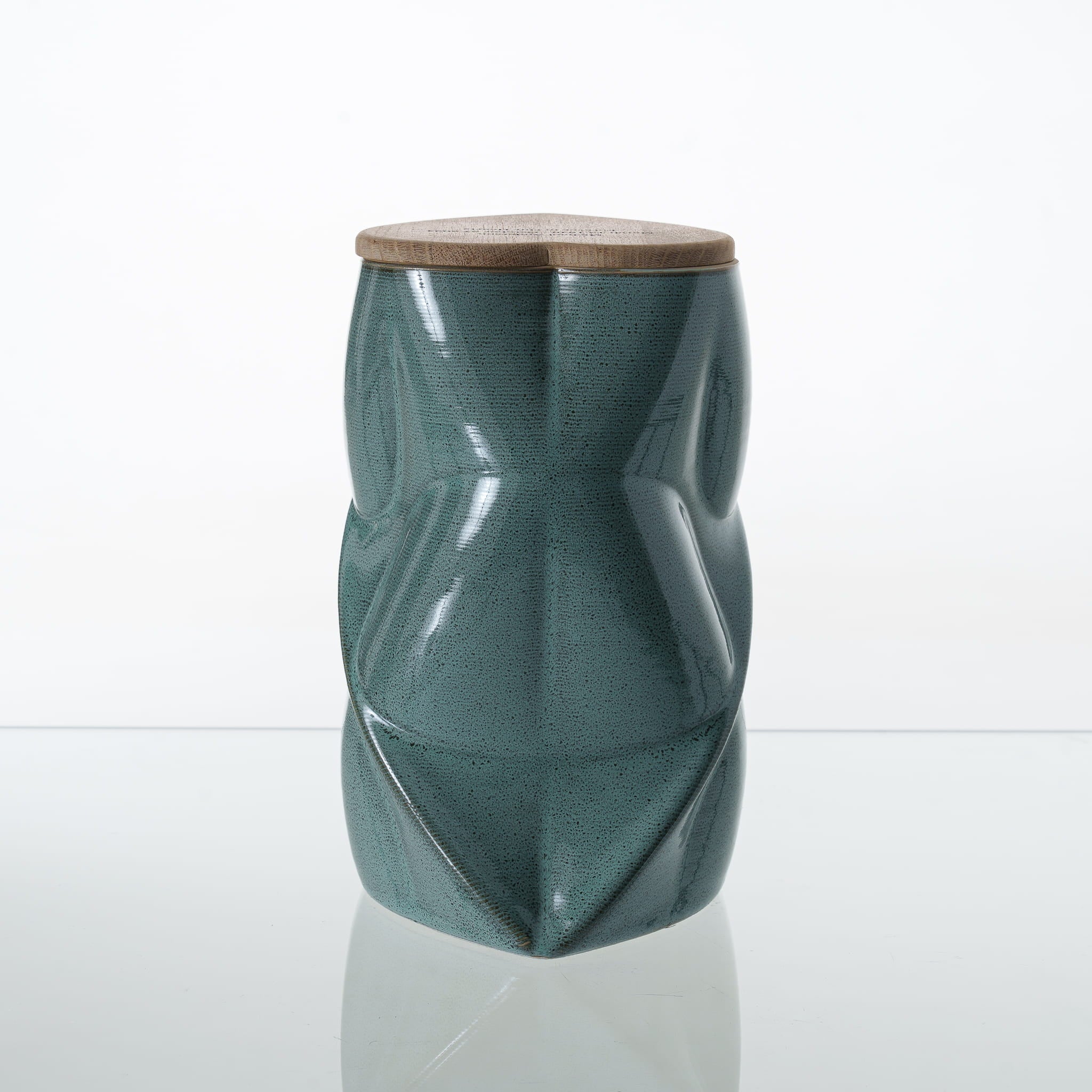 Pulvis Art Urns Adult Size Urn Cremation Urn "Nexus" - 3D Printed Ceramic Urn | Oily Green | Large