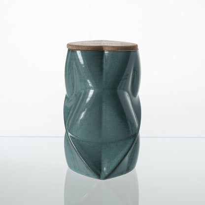 Pulvis Art Urns Adult Size Urn Cremation Urn "Nexus" - 3D Printed Ceramic Urn | Oily Green | Large