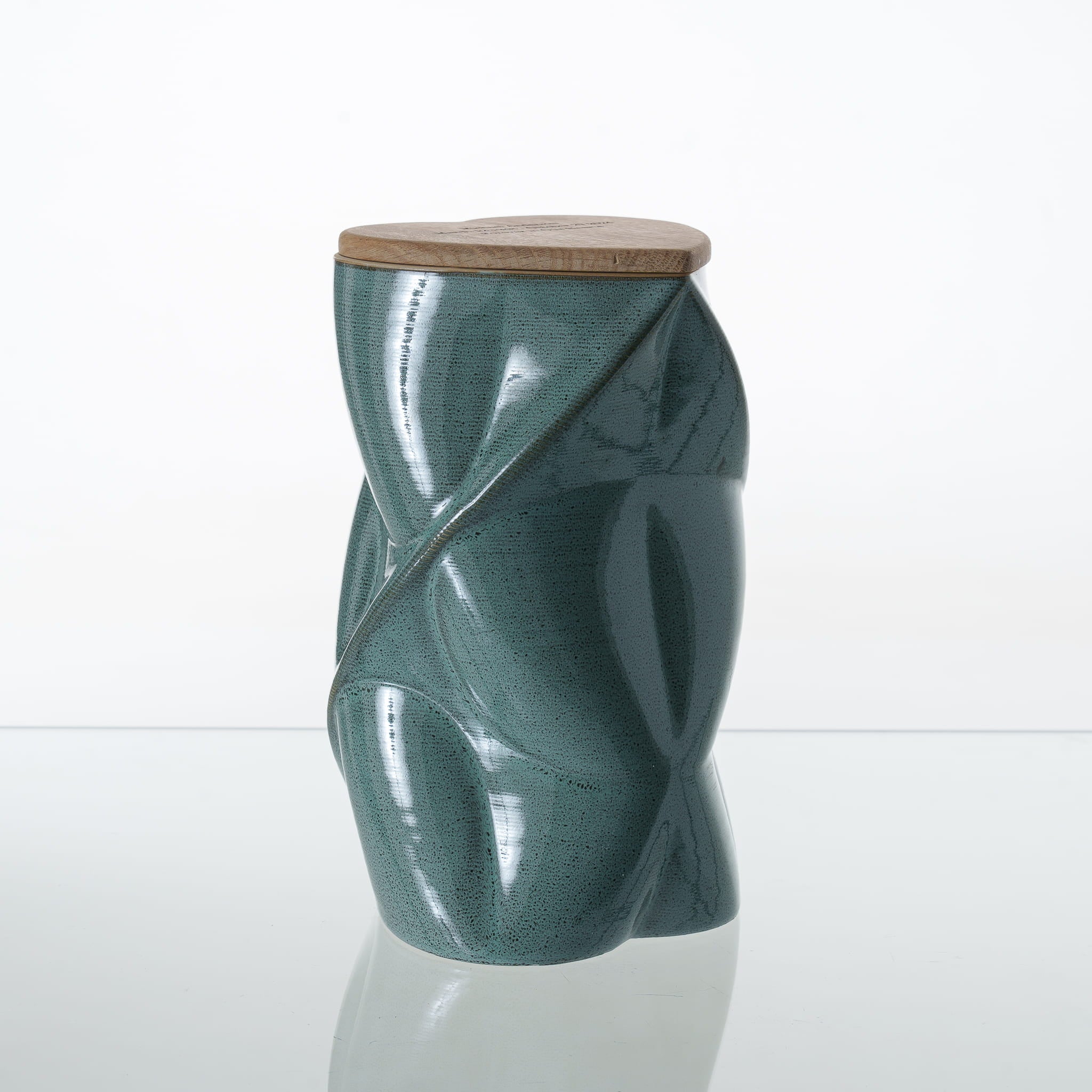 Pulvis Art Urns Adult Size Urn Cremation Urn "Nexus" - 3D Printed Ceramic Urn | Oily Green | Large