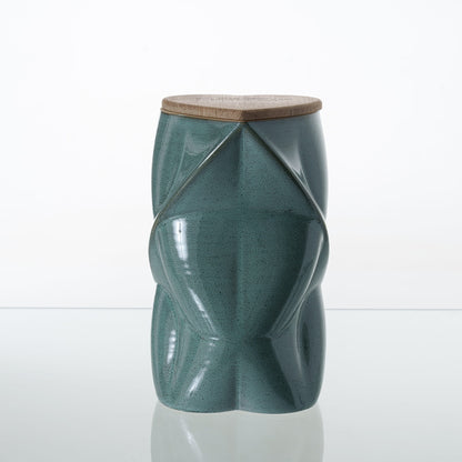 Pulvis Art Urns Adult Size Urn Cremation Urn "Nexus" - 3D Printed Ceramic Urn | Oily Green | Large