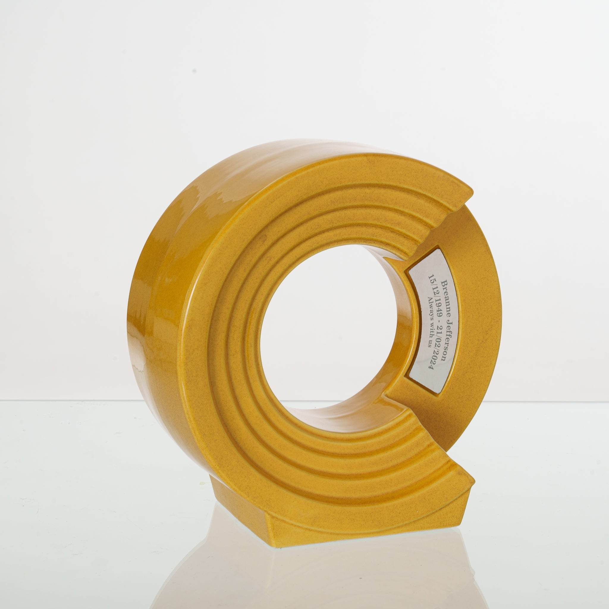 Pulvis Art Urns Adult Size Urn Cremation Urn "Solace" - Adult Memorial Urn | Amber Yellow | Ceramic