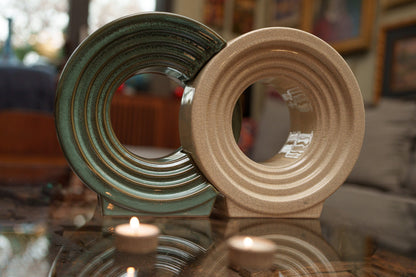 Pulvis Art Urns Adult Size Urn Cremation Urn "Solace" - Adult Memorial Urn | Oily Green Melange | Ceramic