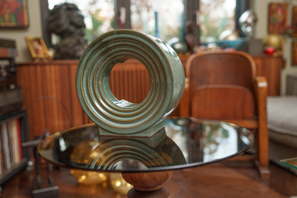 Pulvis Art Urns Adult Size Urn Cremation Urn "Solace" - Adult Memorial Urn | Oily Green Melange | Ceramic