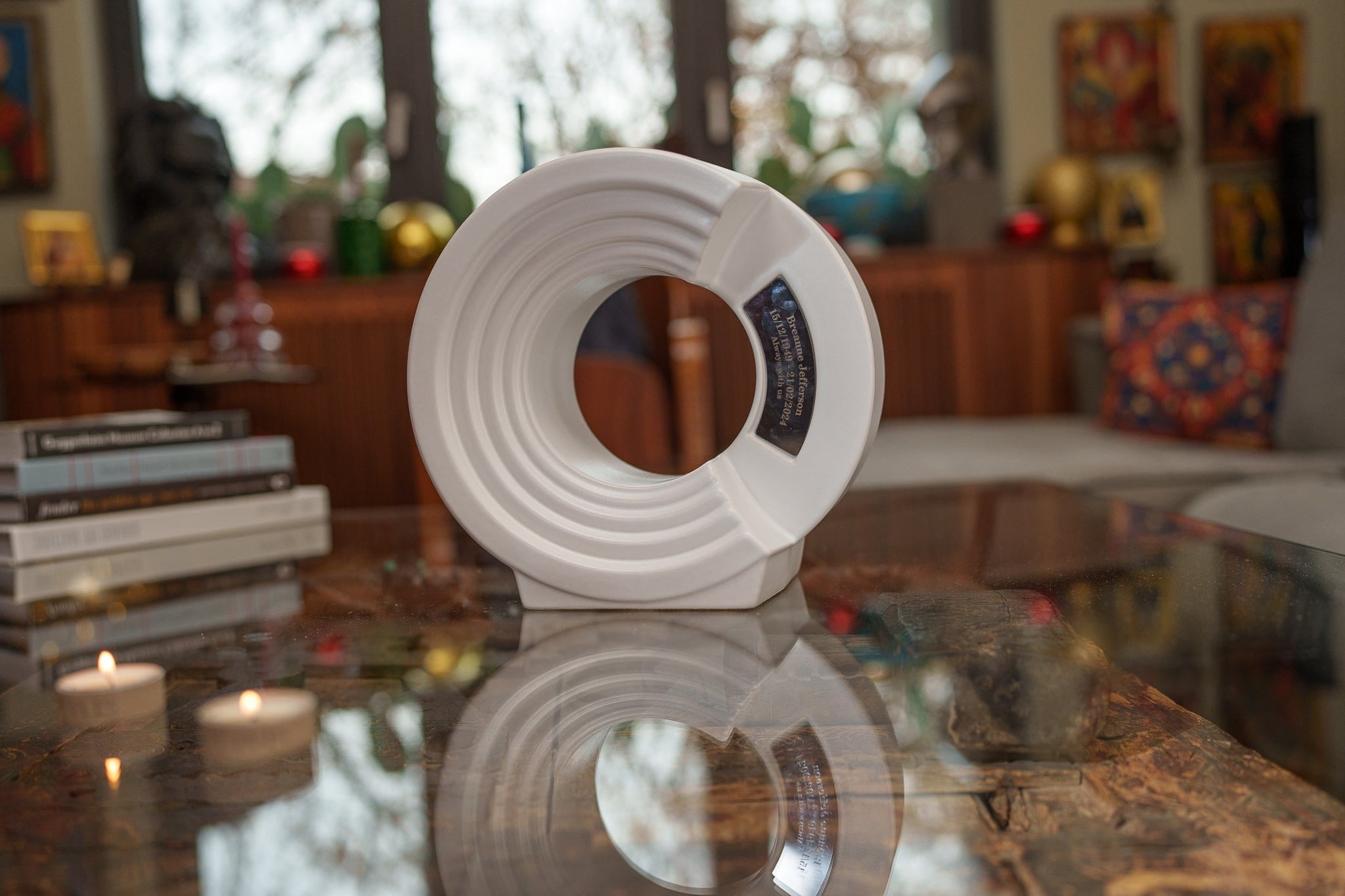 Pulvis Art Urns Adult Size Urn Cremation Urn "Solace" - Adult Memorial Urn | White Matte | Ceramic