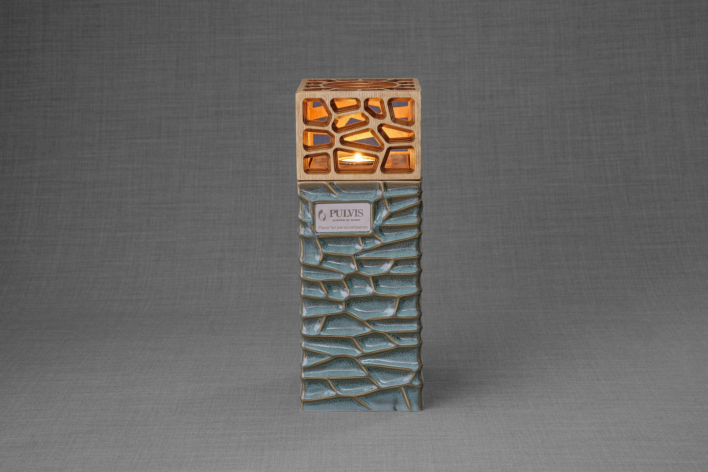 
                  
                    "Everlasting Flame" Cremation Urn for Ashes - Oily Green Melange | Ceramic Urn
                  
                