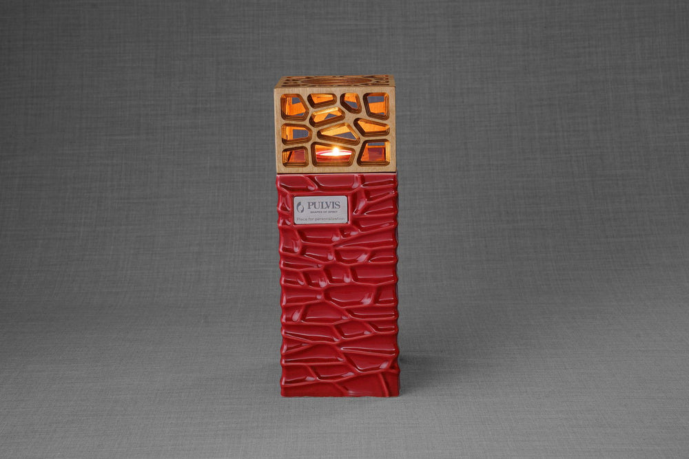 "Everlasting Flame" Cremation Urn for Ashes - Red | Ceramic Urn