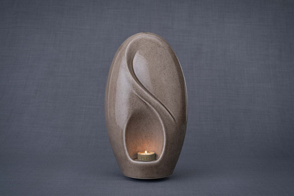 Pulvis Art Urns Adult Size Urn Eternity Handmade Cremation Urn for Ashes - Large | Beige Grey | Ceramic