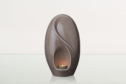 Eternity Handmade Cremation Urn for Ashes - Large | Beige Grey | Ceramic Urn - Pulvis Art Urns