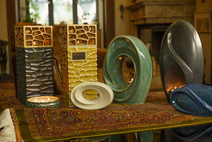 Eternity Handmade Cremation Urn for Ashes - Large Urn | Blue Craquelure - Pulvis Art Urns