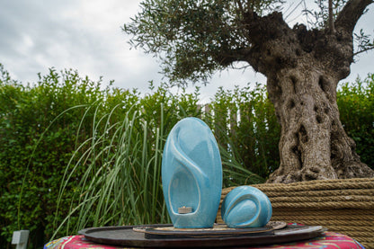 Eternity Handmade Cremation Urn for Ashes - Large Urn | Blue Craquelure - Pulvis Art Urns