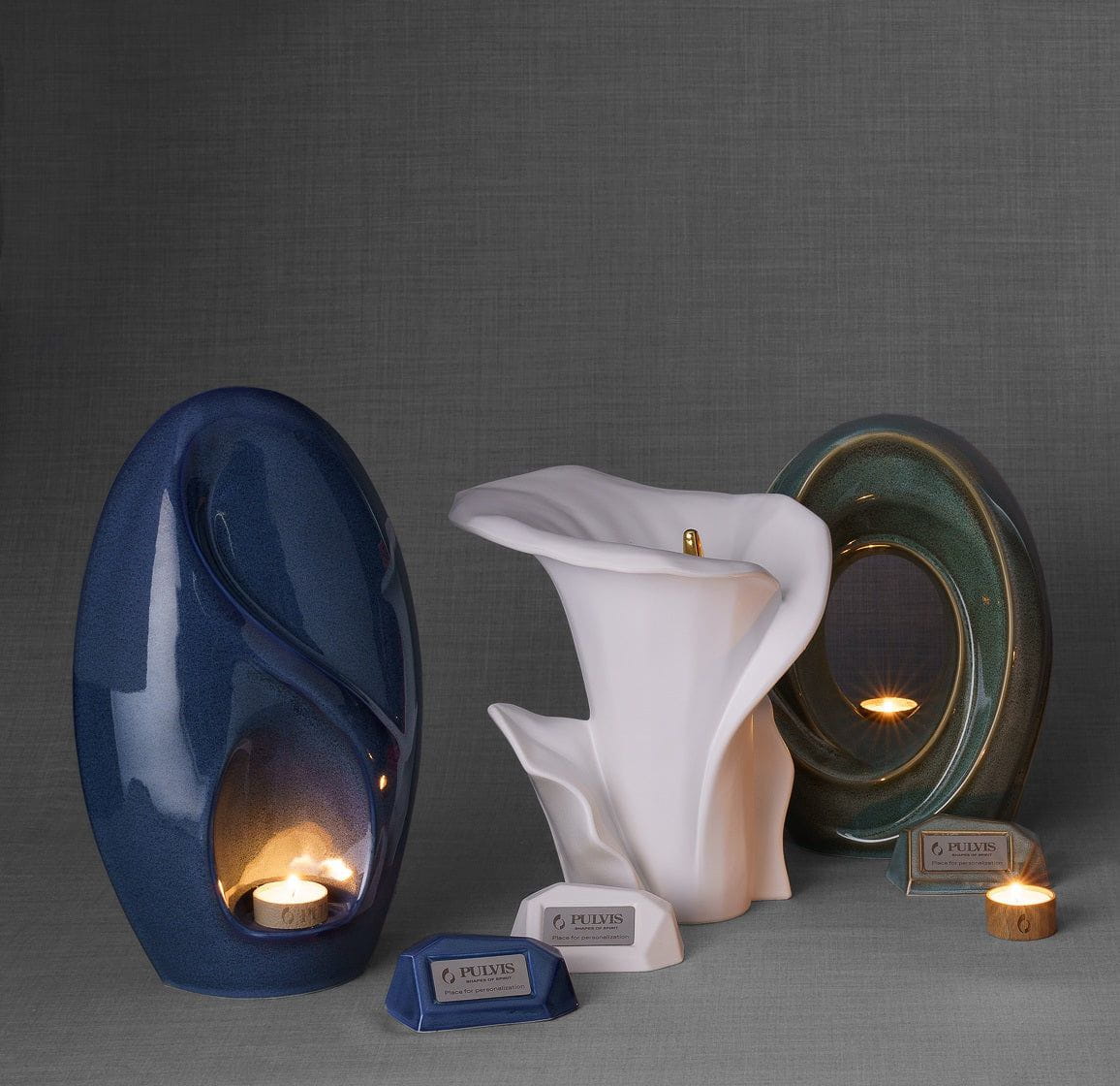 Eternity Handmade Cremation Urn for Ashes - Large Urn | Blue Craquelure - Pulvis Art Urns