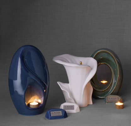 Eternity Handmade Cremation Urn for Ashes - Large Urn | Blue Craquelure - Pulvis Art Urns