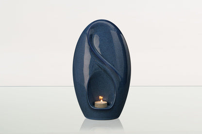 Eternity Handmade Cremation Urn for Ashes - Large | Blue Melange | Ceramic Urn - Pulvis Art Urns