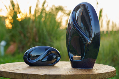 Eternity Handmade Cremation Urn for Ashes - Large Urn | Cobalt Metallic | Ceramic - Pulvis Art Urns