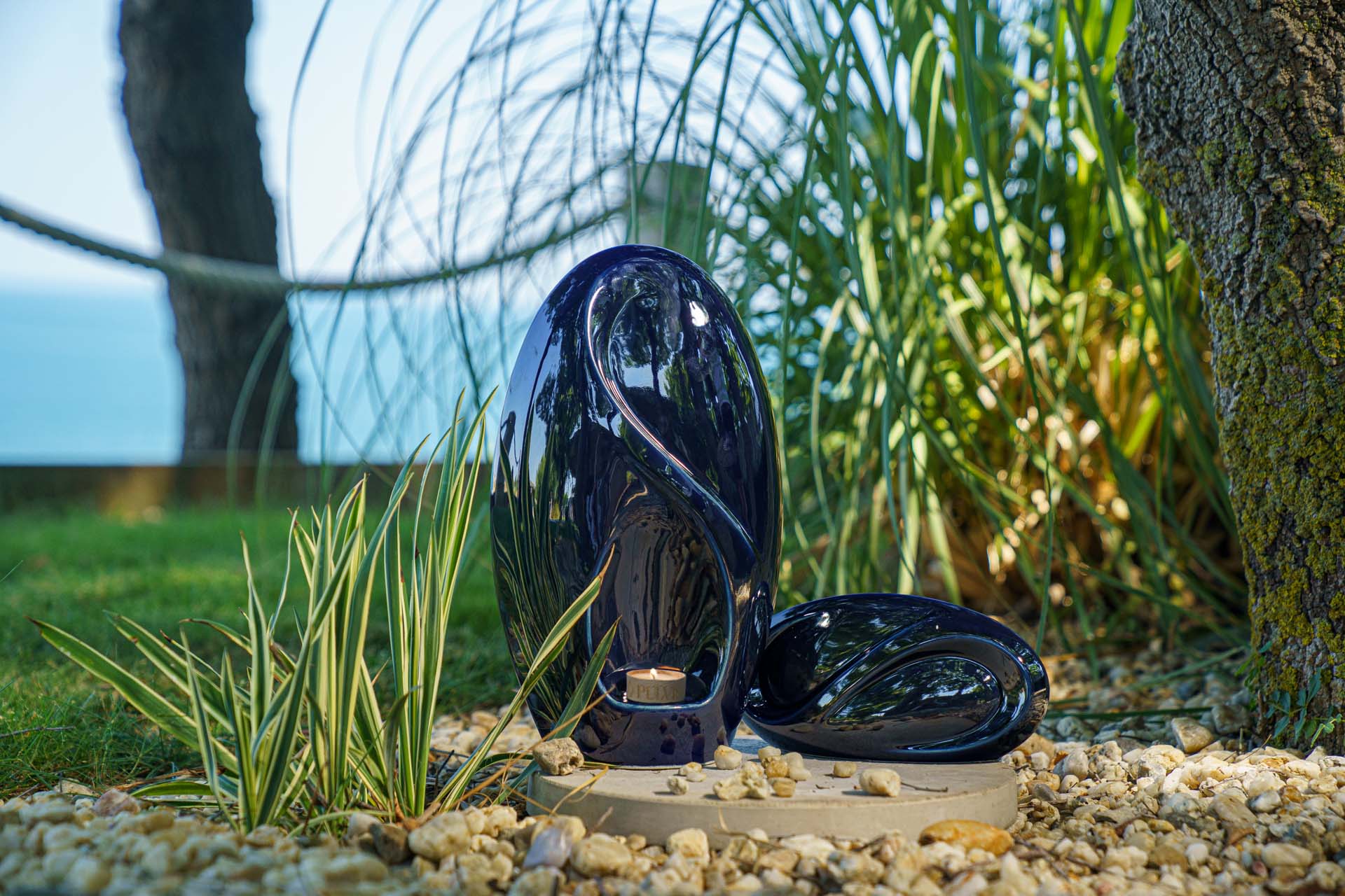 Eternity Handmade Cremation Urn for Ashes - Large Urn | Cobalt Metallic | Ceramic - Pulvis Art Urns