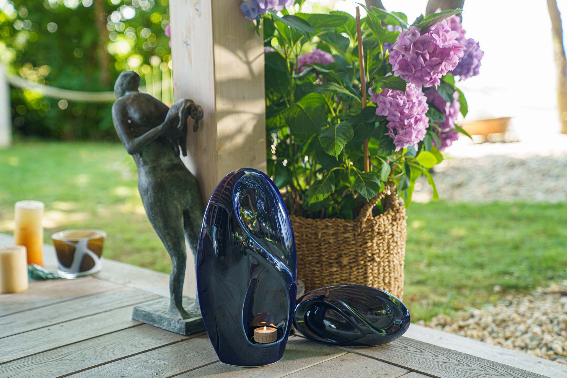 Eternity Handmade Cremation Urn for Ashes - Large Urn | Cobalt Metallic | Ceramic - Pulvis Art Urns