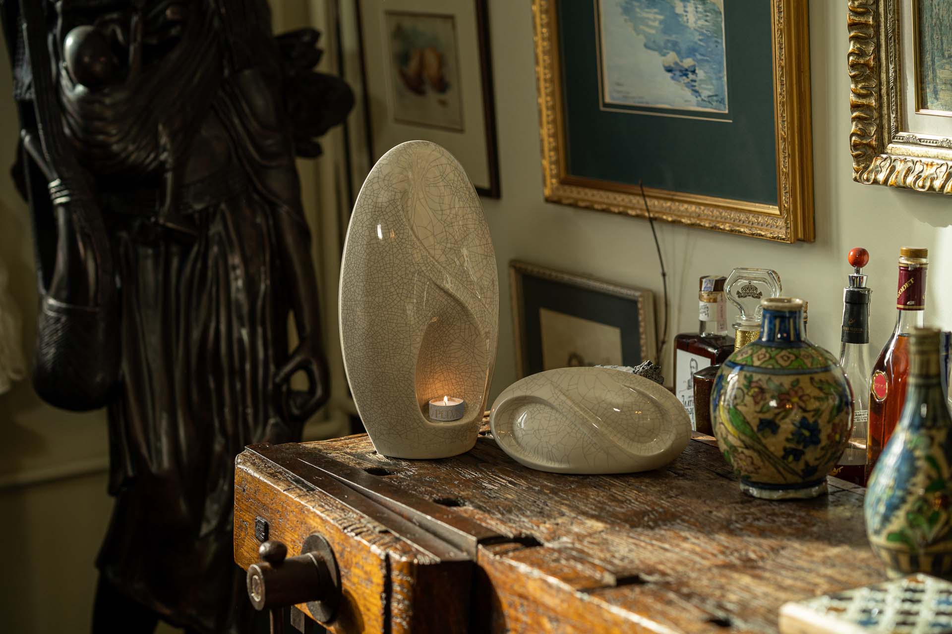 Eternity Handmade Cremation Urn for Ashes - Large | Craquelure | Ceramic Urn - Pulvis Art Urns