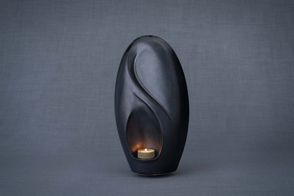 Pulvis Art Urns Adult Size Urn Eternity Handmade Cremation Urn for Ashes - Large | Dark Matte | Ceramic