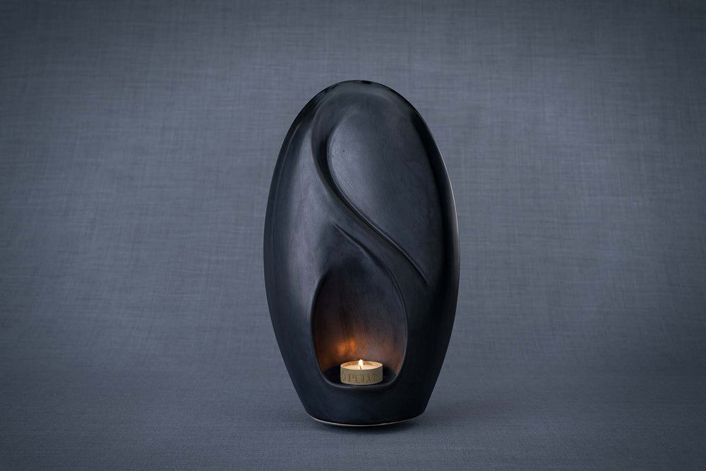 Pulvis Art Urns Adult Size Urn Eternity Handmade Cremation Urn for Ashes - Large | Dark Matte | Ceramic