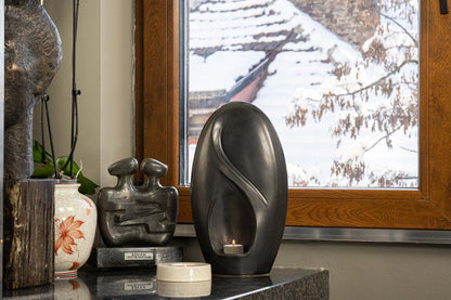 Eternity Handmade Cremation Urn for Ashes - Large | Dark Matte | Ceramic Urn - Pulvis Art Urns