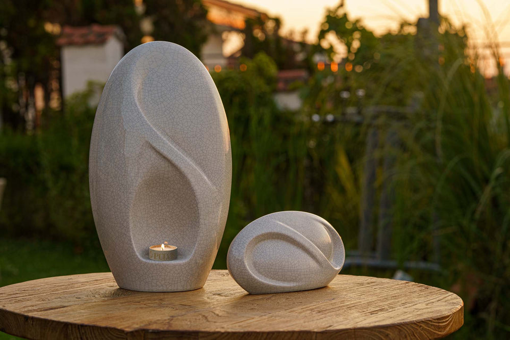 Pulvis Art Urns Adult Size Urn Eternity Handmade Cremation Urn for Ashes - Large | Dark Sand | Ceramic
