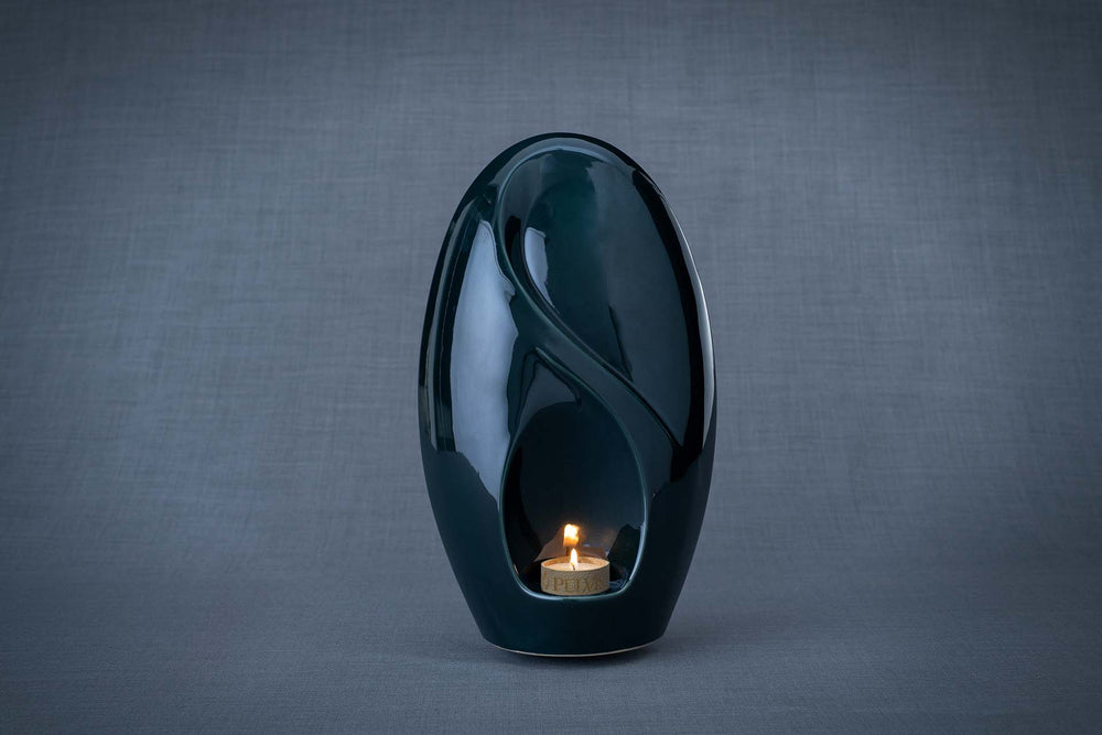 Pulvis Art Urns Adult Size Urn Eternity Handmade Cremation Urn for Ashes - Large | Oxide Green | Ceramic