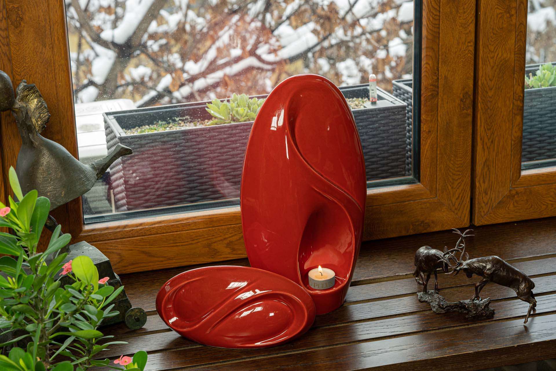 Eternity Handmade Cremation Urn for Ashes - Large | Red | Ceramic Urn - Pulvis Art Urns