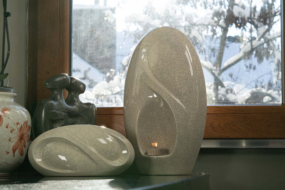
                  
                    Pulvis Art Urns Adult Size Urn Eternity Handmade Cremation Urn for Ashes - Large | Transparent | Ceramic
                  
                