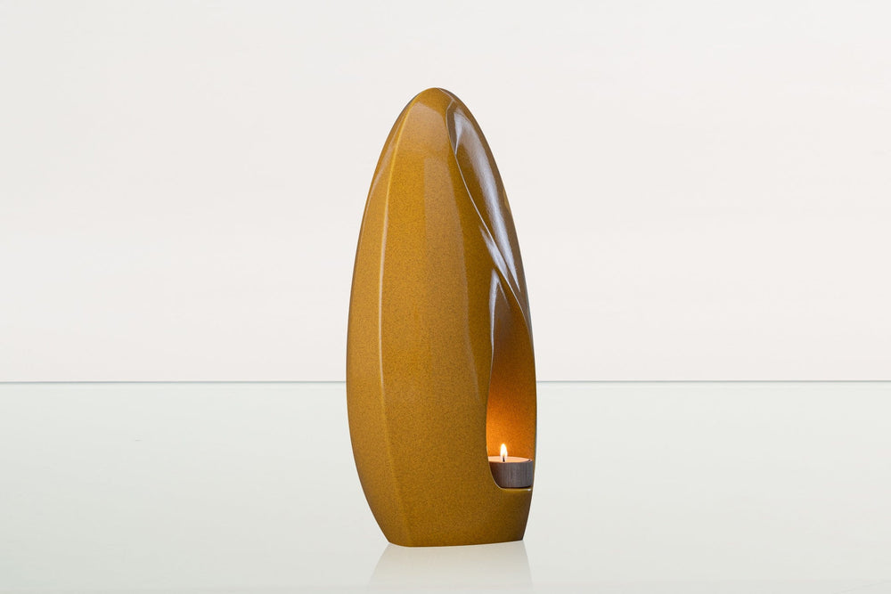 
                  
                    Pulvis Art Urns Adult Size Urn Eternity Handmade Cremation Urn for Ashes - Large Urn | Amber Yellow | Ceramic
                  
                
