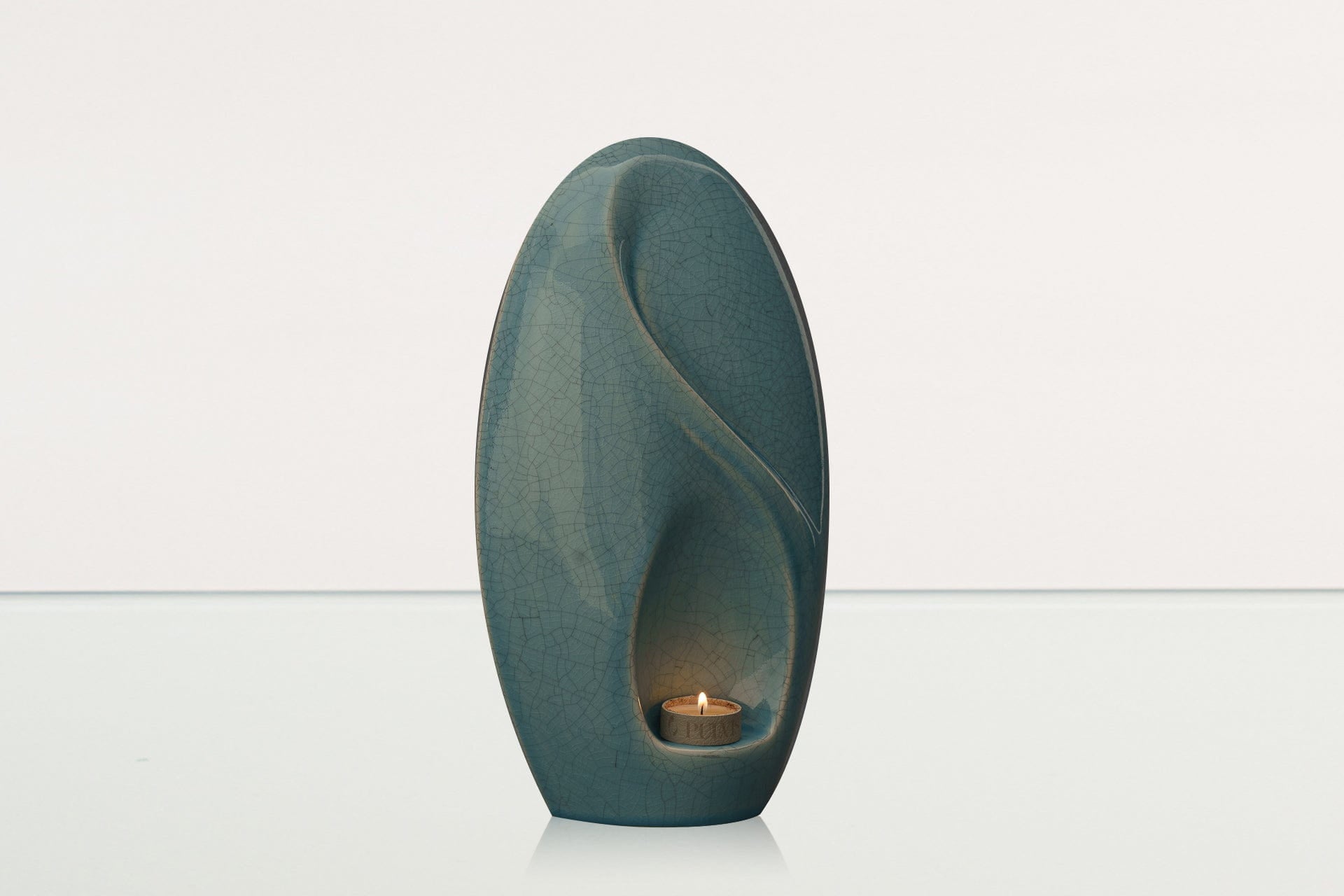 Eternity Handmade Cremation Urn for Ashes - Large Urn | Blue Craquelure - Pulvis Art Urns