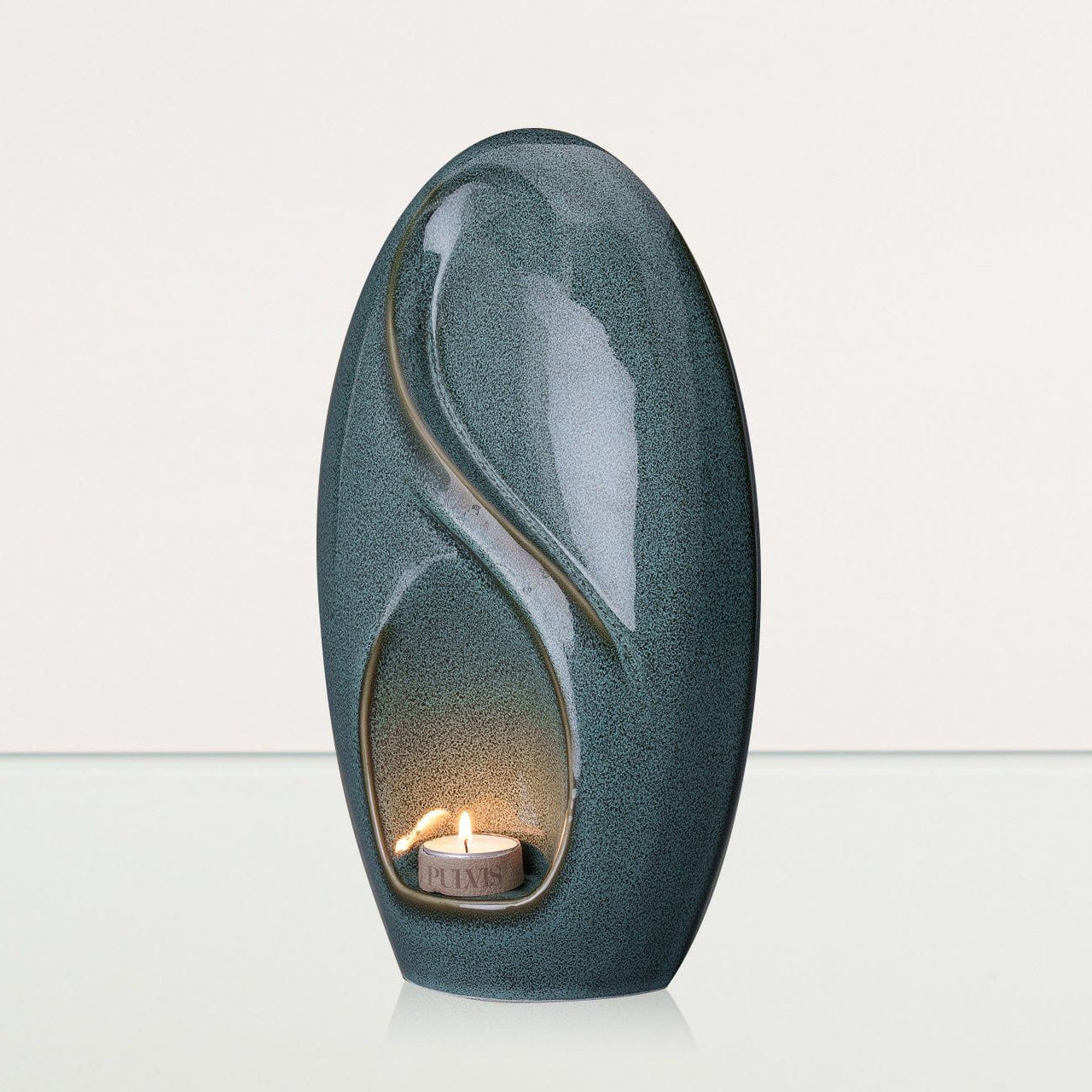 Eternity Handmade Cremation Urn for Ashes - Large Urn | Oily Green Melange - Pulvis Art Urns