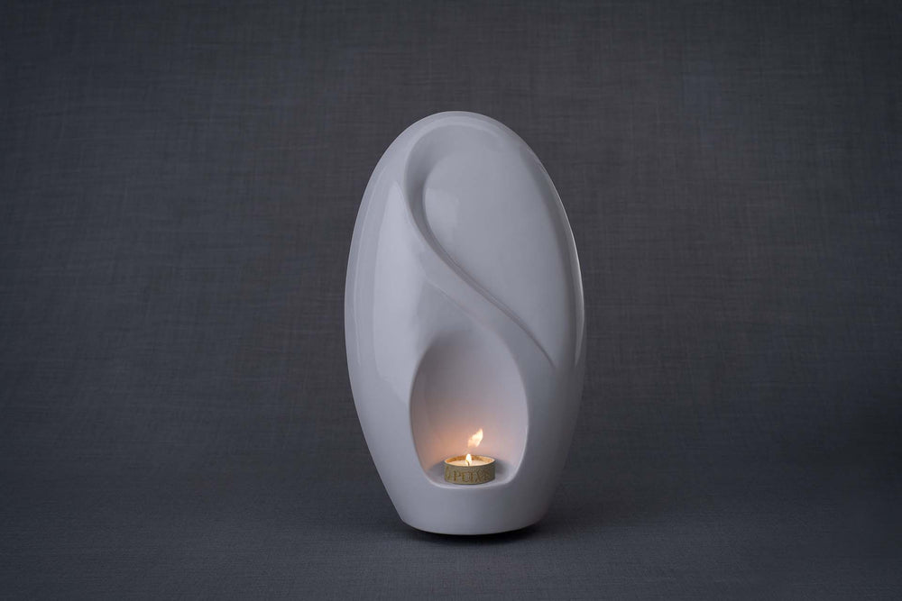 Pulvis Art Urns Adult Size Urn Eternity Handmade Cremation Urn for Ashes - Large | White | Ceramic