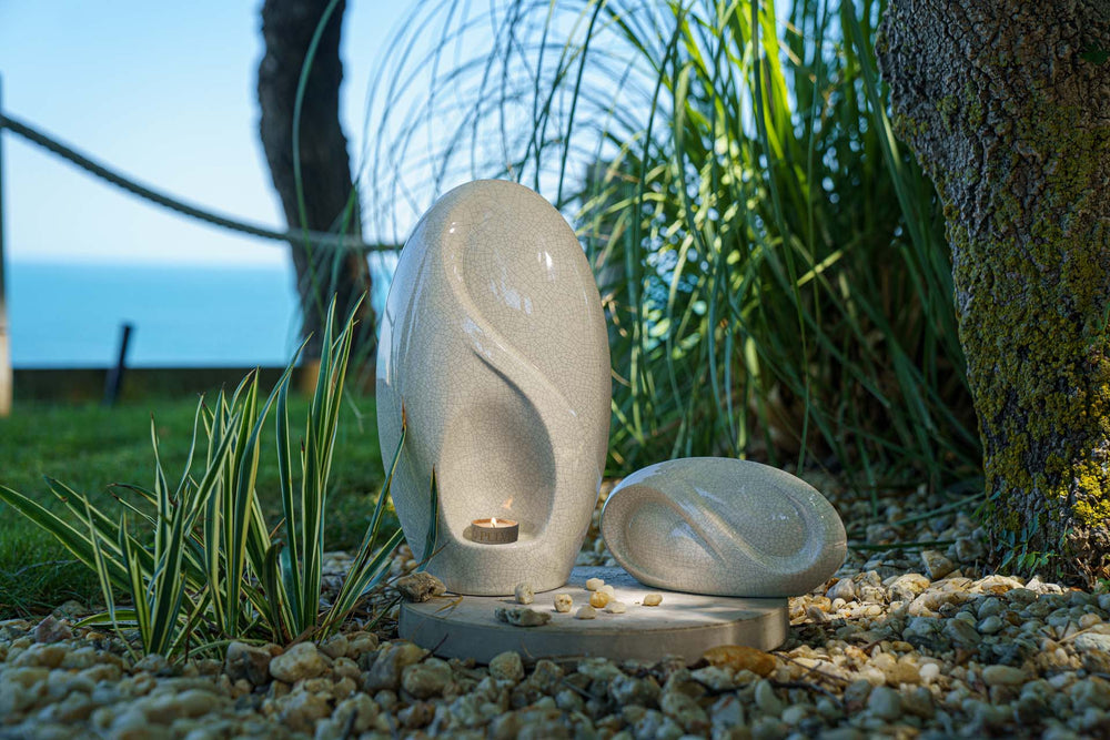 Pulvis Art Urns Adult Size Urn Eternity Handmade Cremation Urn for Ashes - Large | White | Ceramic