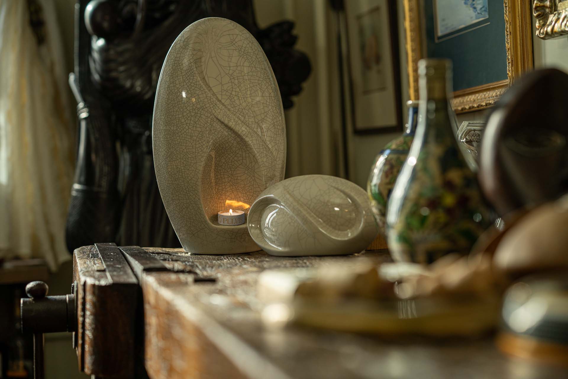 Eternity Handmade Cremation Urn for Ashes - Large | White | Ceramic Urn - Pulvis Art Urns