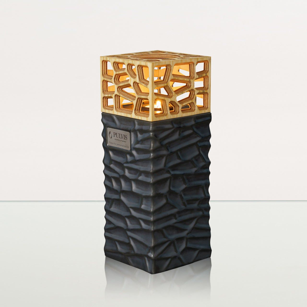 "Everlasting Flame" Cremation Urn for Ashes - Dark Matte | Ceramic Urn - Pulvis Art Urns