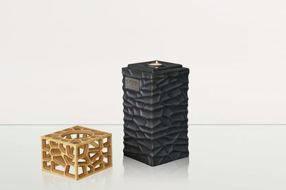 "Everlasting Flame" Cremation Urn for Ashes - Dark Matte | Ceramic Urn - Pulvis Art Urns