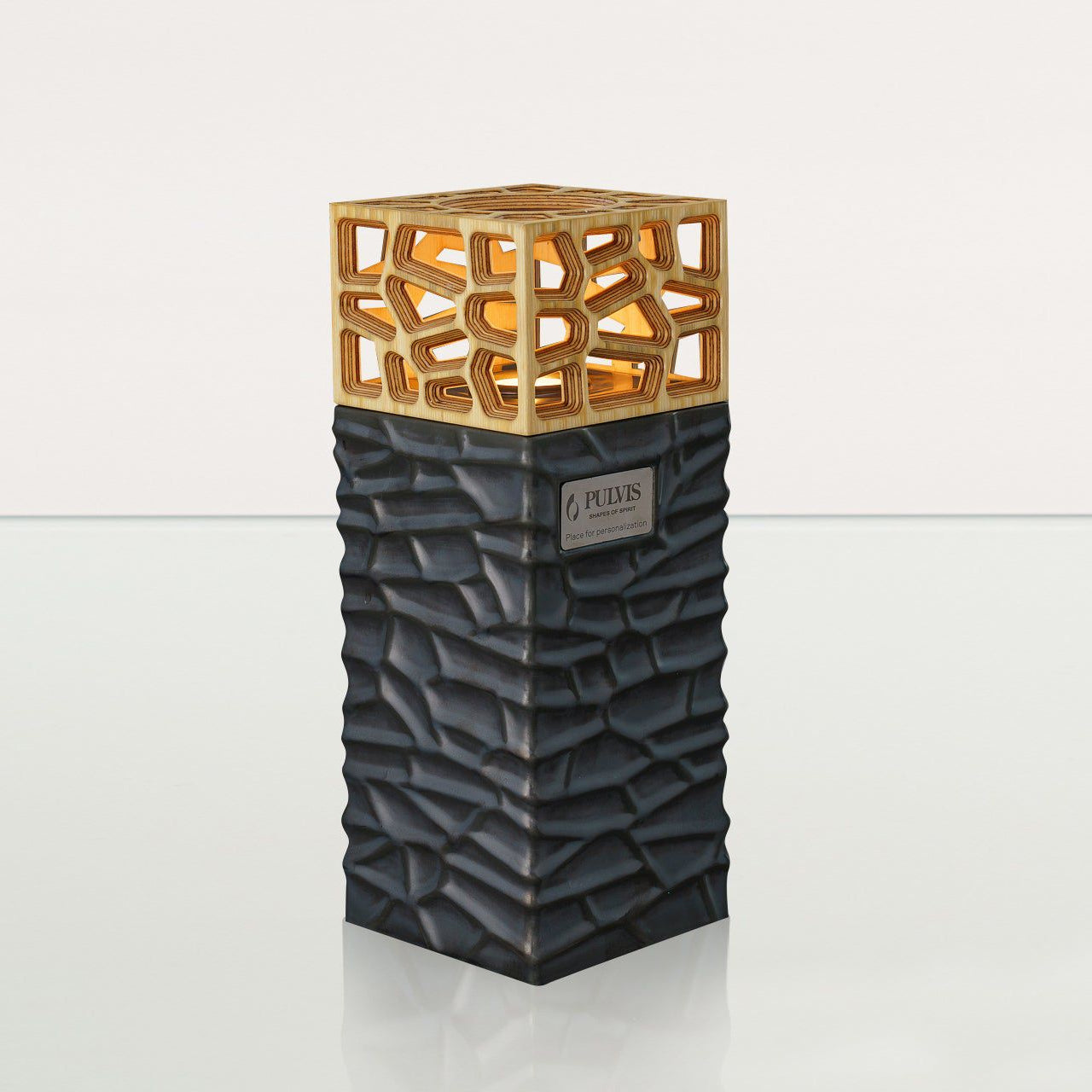 "Everlasting Flame" Cremation Urn for Ashes - Dark Matte | Ceramic Urn - Pulvis Art Urns